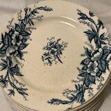 12 old blue dessert plates Eglantines Iron Land HB and Co.