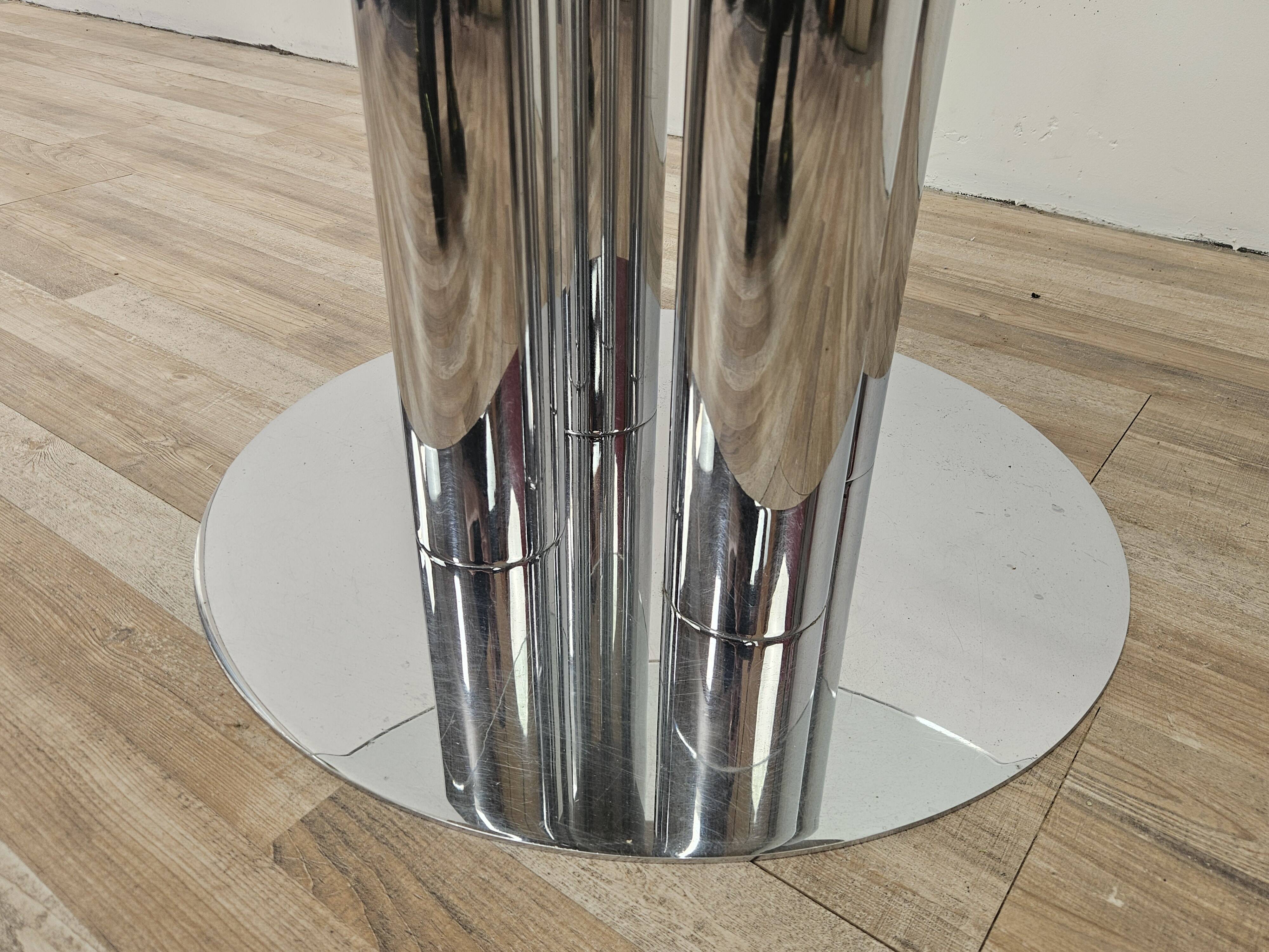 Vintage 70's metal table with round glass top