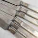 6 antique mother-of-pearl and silver-plated metal knives