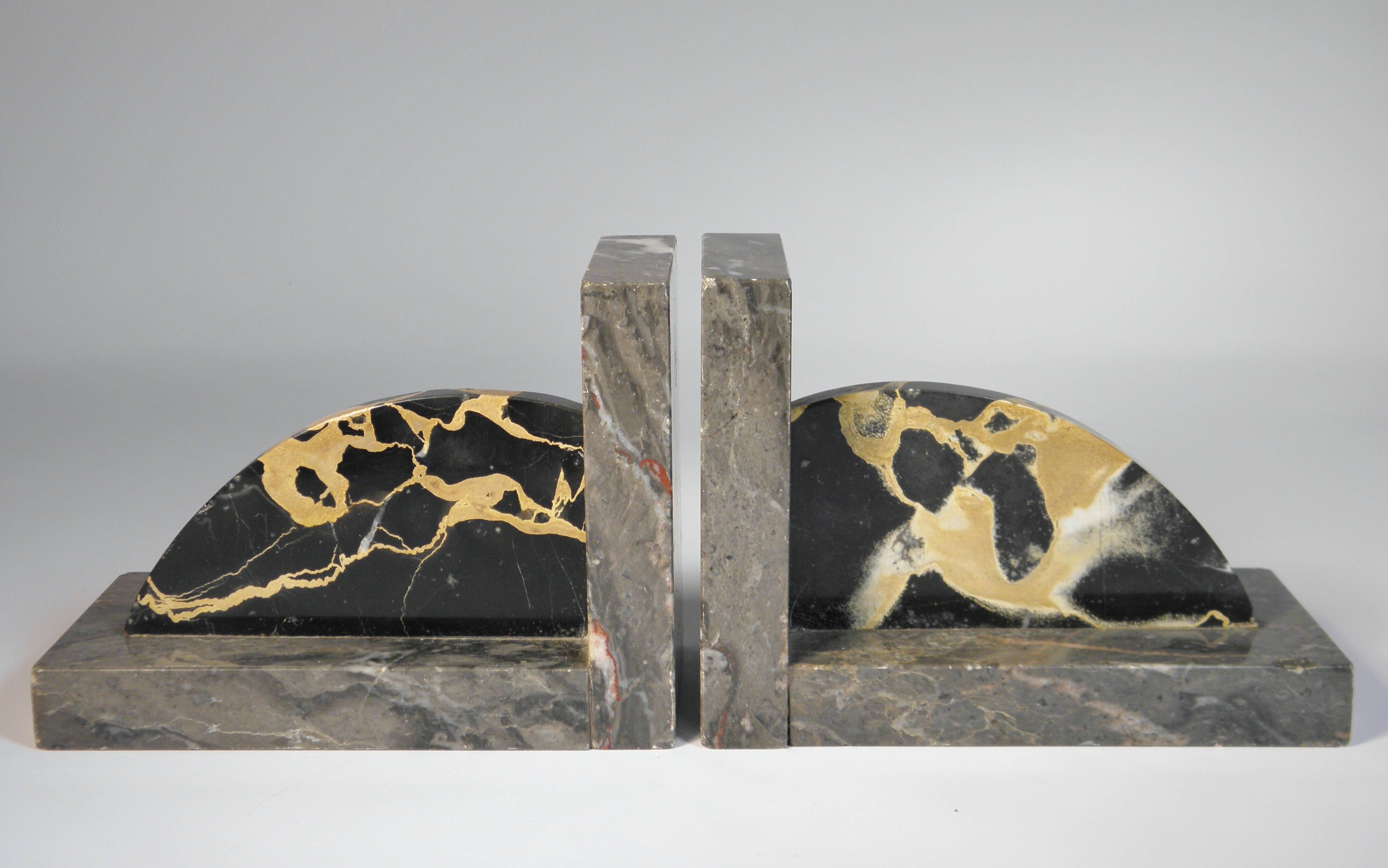 Marble and onyx bookends