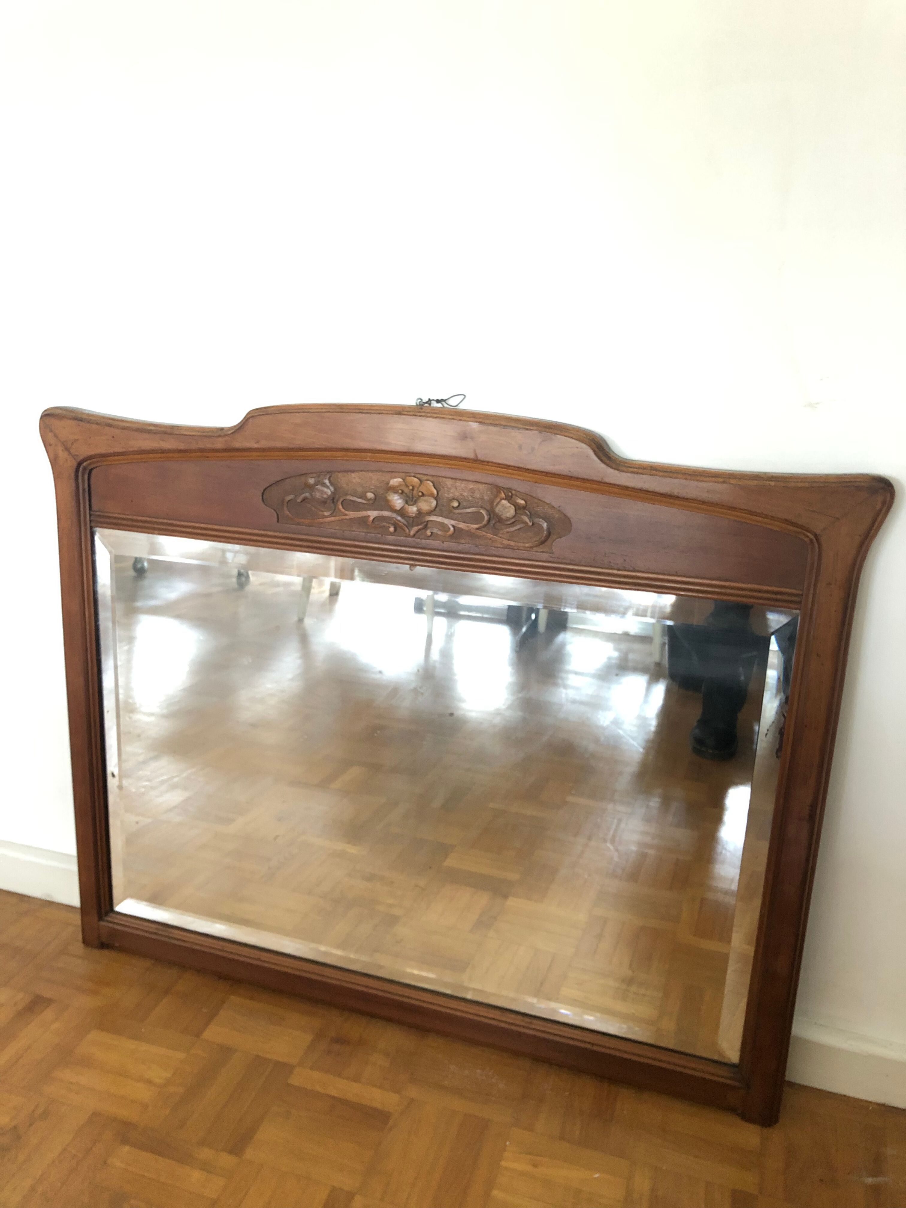 Art Nouveau wooden mirror