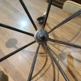 Pair of matte metal chandeliers