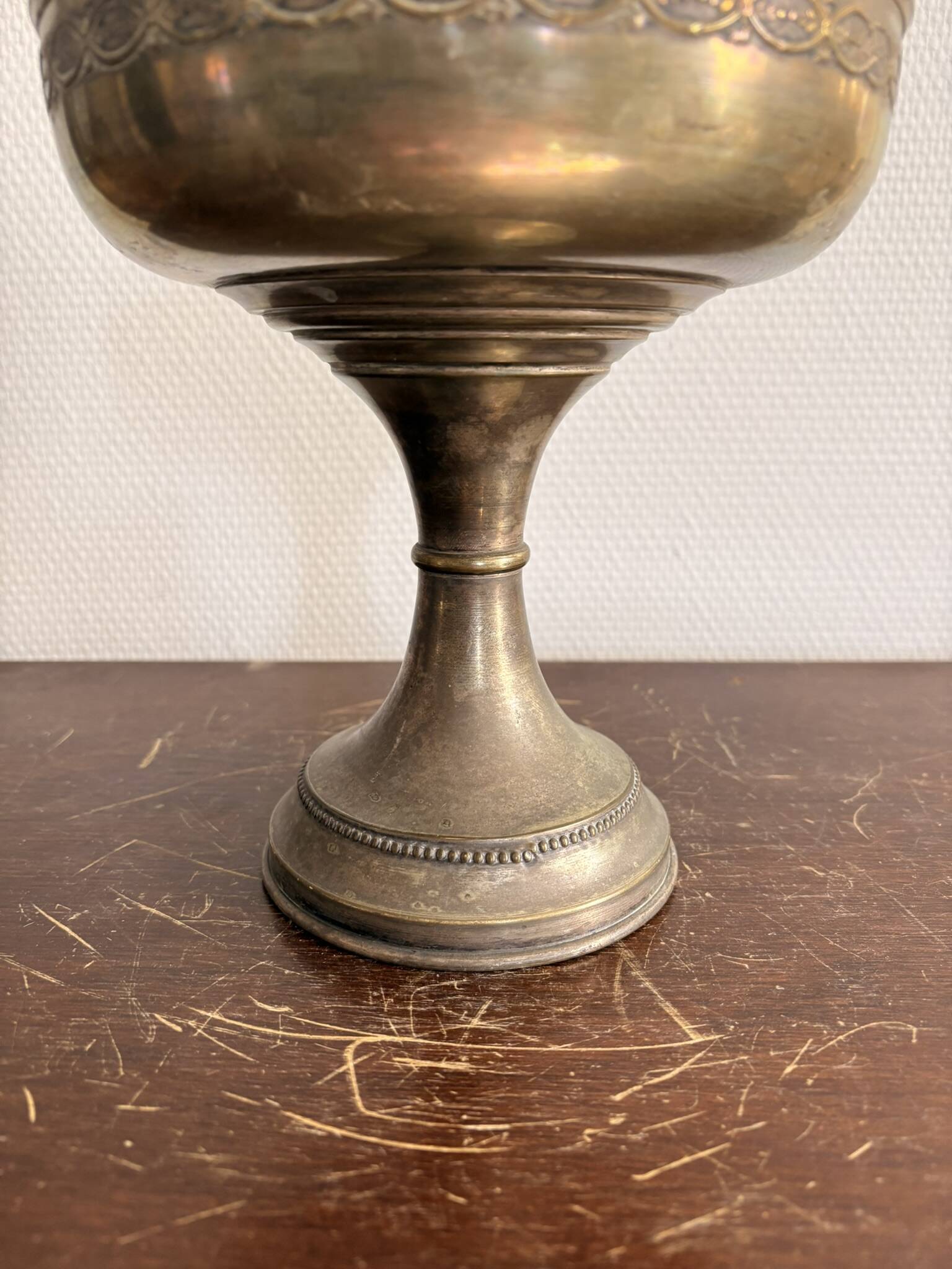 Footed Bowl Silvered Metal Second Empire Pearl Decor 19th Century