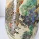 Glazed earthenware pitcher with abstract polychrome decoration, handmade.
