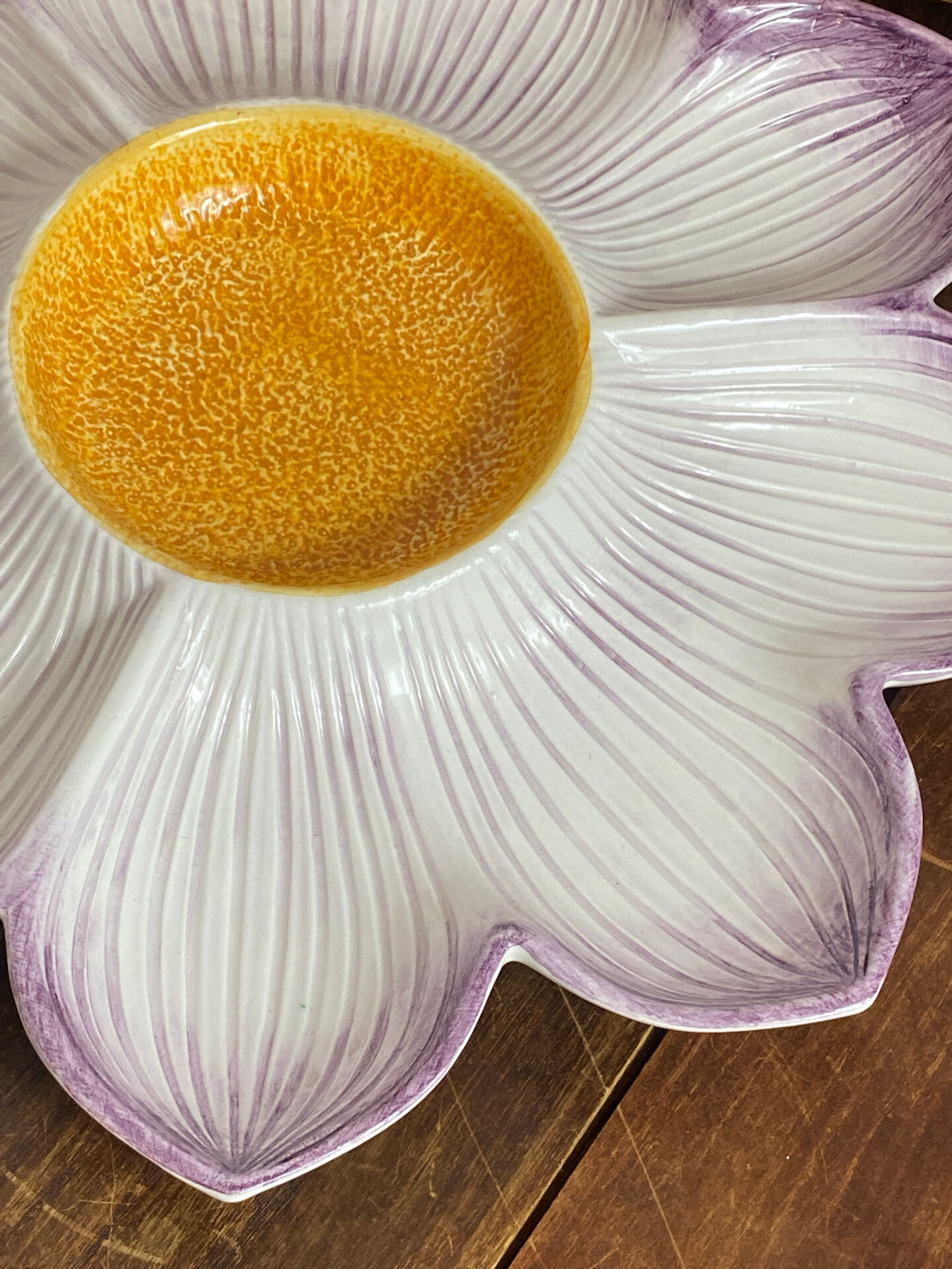 Divided plate, large ceramic flower, Italy