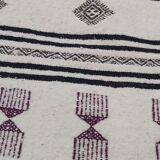 Black and purple white carpet woven by hand in pure wool