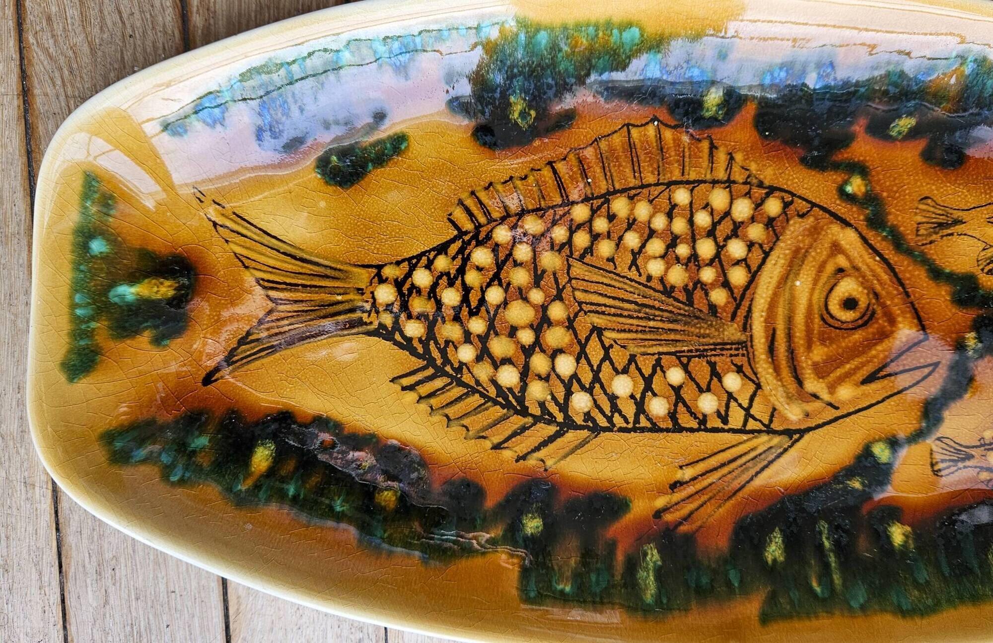 Fish platter, Longchamp earthenware. Designs attributed to Robert Picault