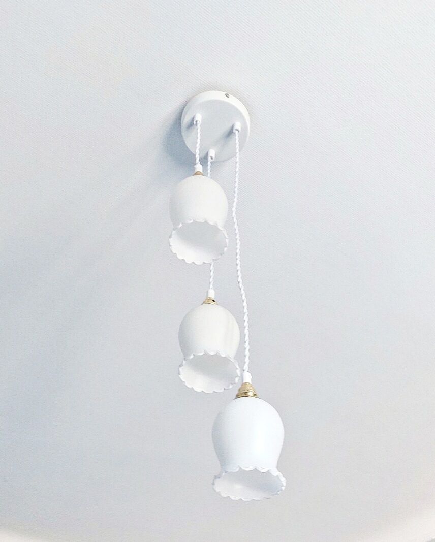 Suspension trio blanche vintage