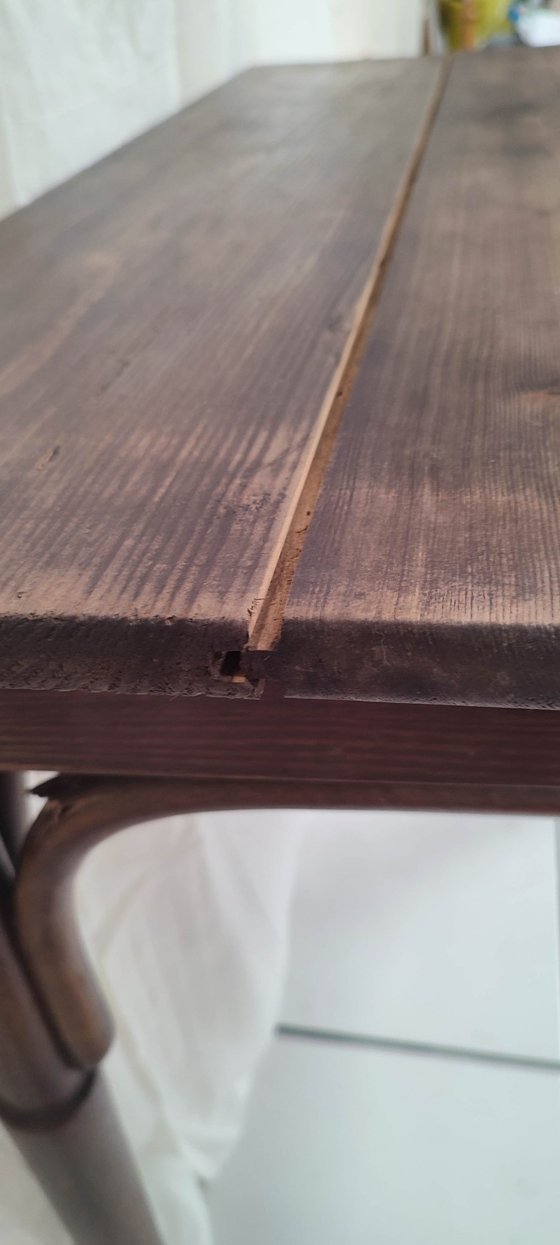 Curved wood bistro table