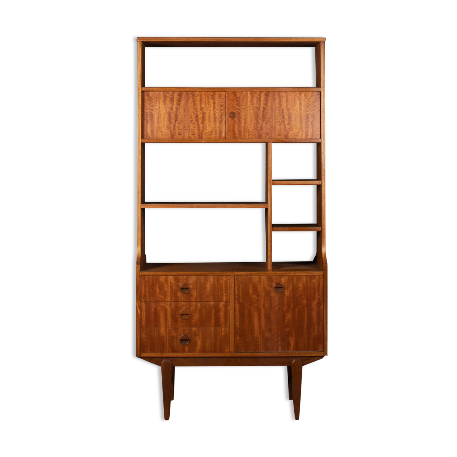 Retro Teak 1960s Two Sided Mid Century Room Divider Bookcase Shelving