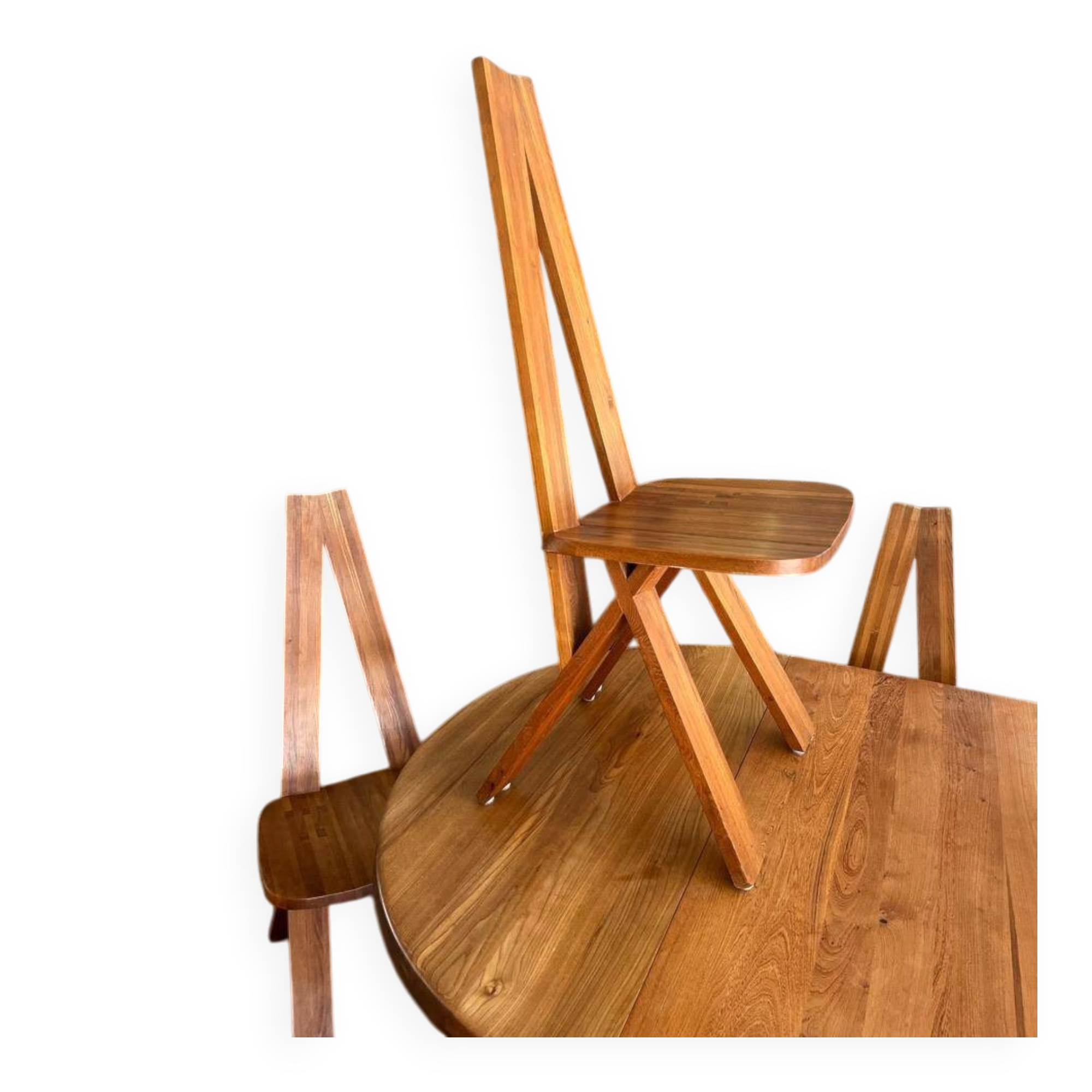Chaises S45 Pierre Chapo vintage orme massif 1970