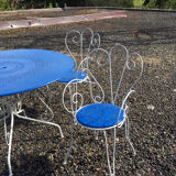 Blue white garden table and armchairs set