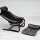 Chaise longue kroken, années 1970, design suédois par ake fribyter pour nelo, état d'origine.