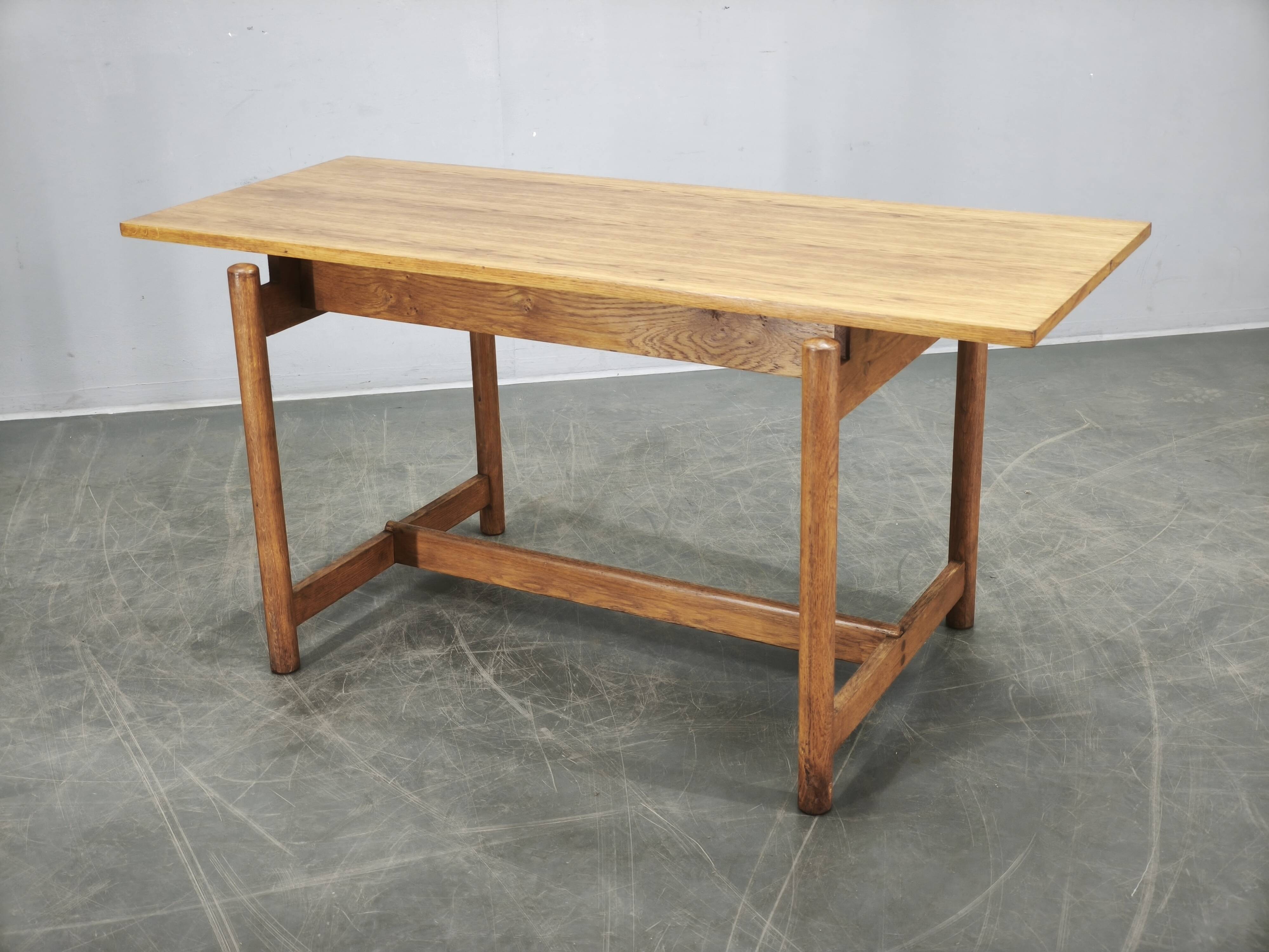 1960s Czech Coffee Table in Solid Oak by Krásná Jizba