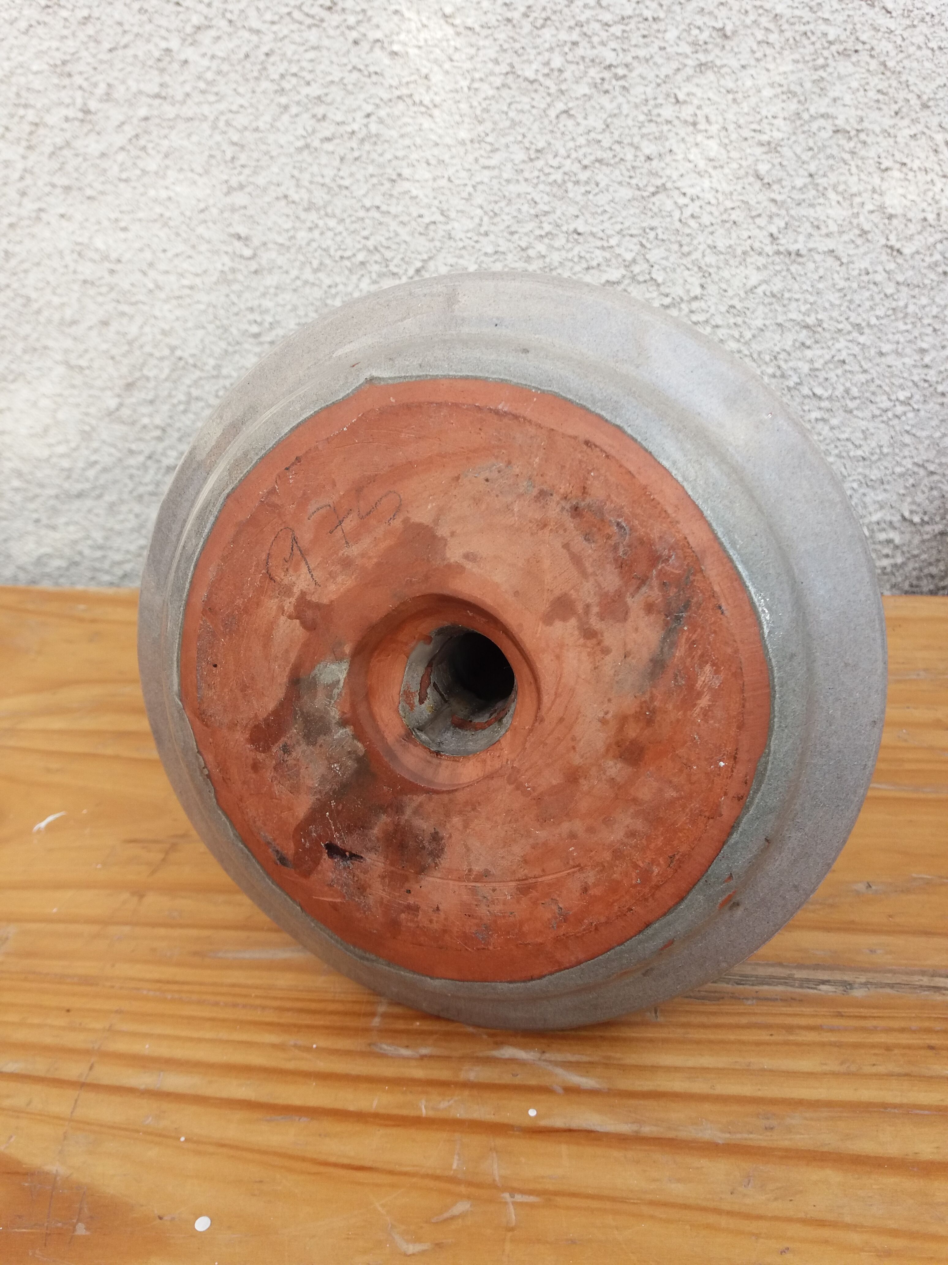 Marbled ceramic cellar rat candle holder signed