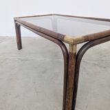 Bamboo and glass coffee table