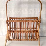 Rattan magazine holder - 70s