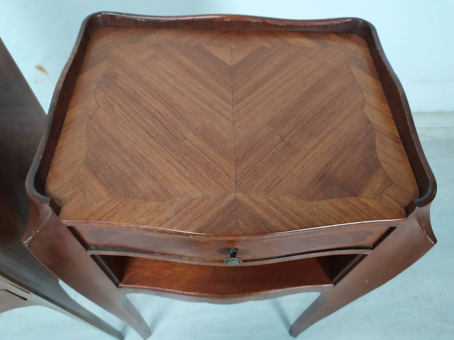 Pair of marquetry bedside tables