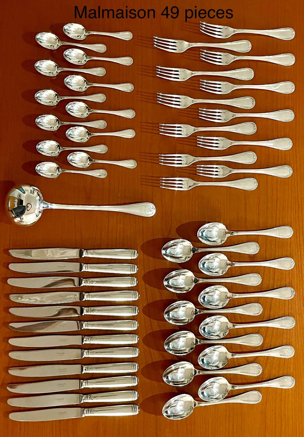 Christofle Malmaison 49-piece cutlery set for 12 people, excellent condition