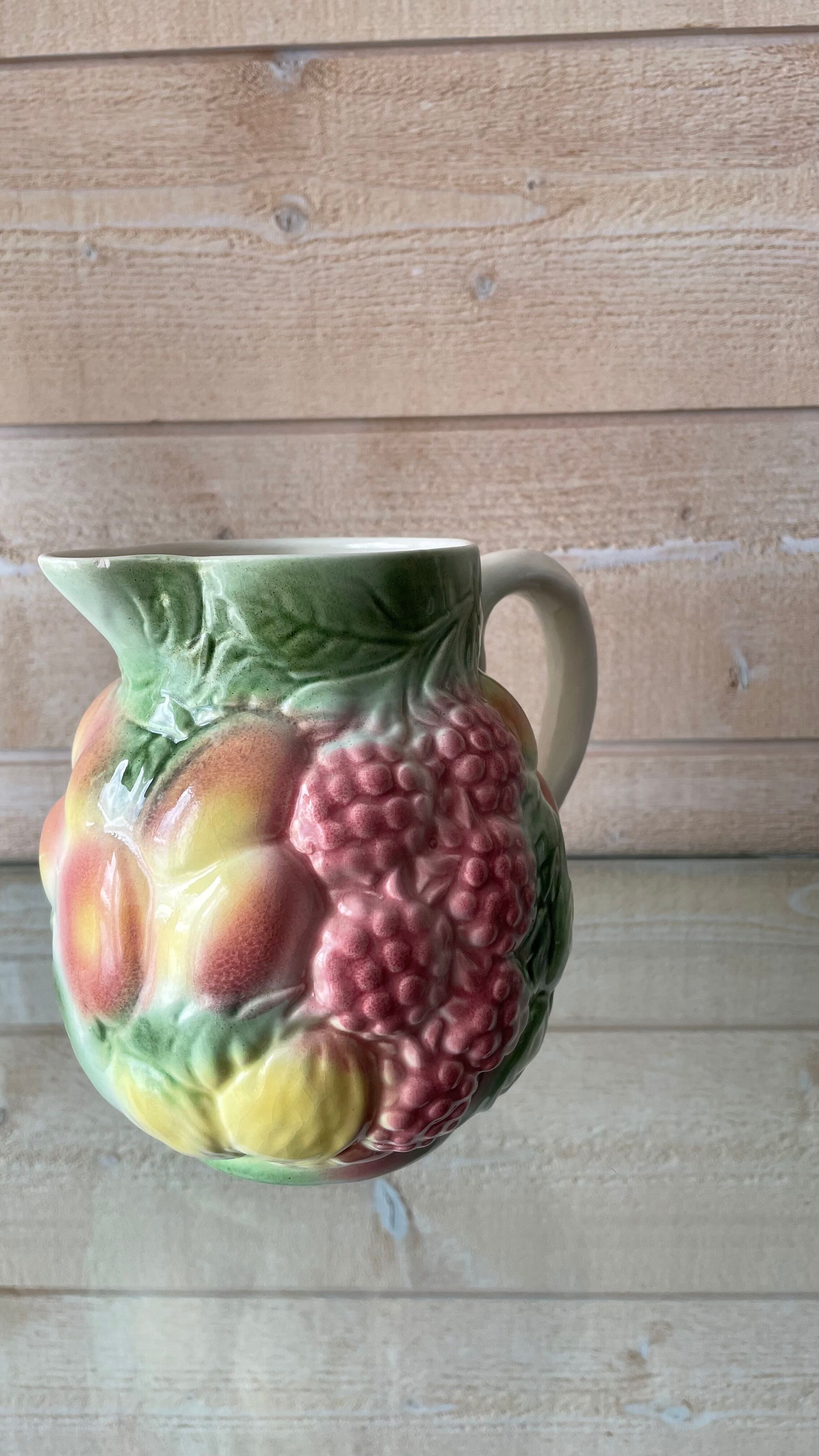 Vintage fruit slip pitcher