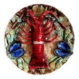 Lobster plate Palissy ceramic