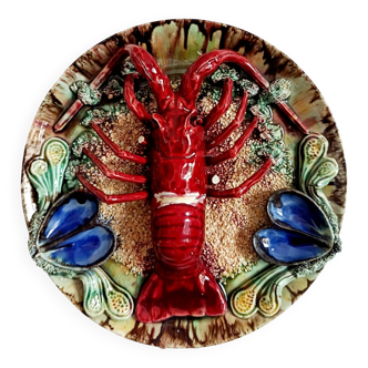 Lobster plate Palissy ceramic