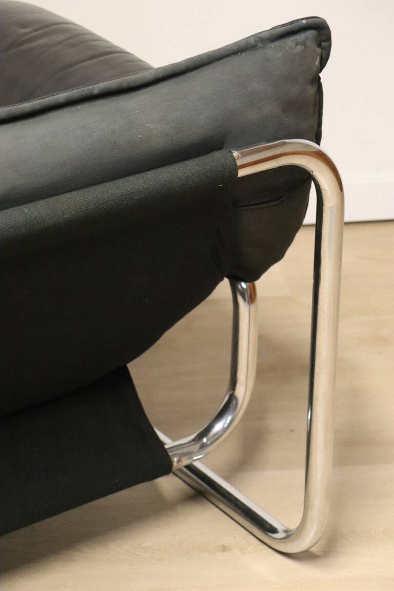 Vintage armchair by Johan Bertil Häggström for Ikéa in leather and chrome metal, 1970s