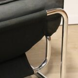 Vintage armchair by Johan Bertil Häggström for Ikéa in leather and chrome metal, 1970s