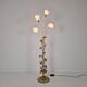 Lampadaire italien avec tiges en métal, détails de feuilles et fleurs en verre de Murano