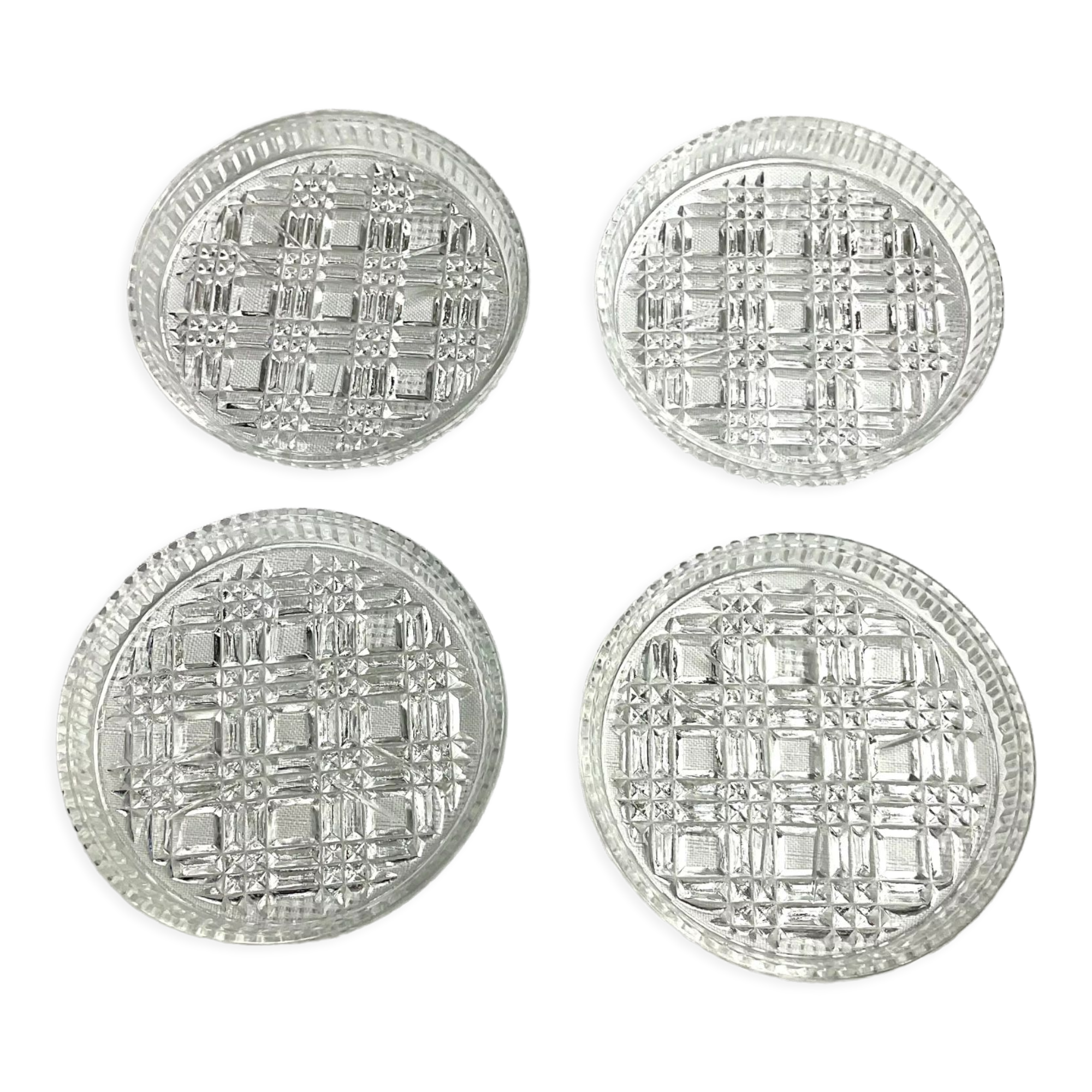Series of 4 vintage glass coasters