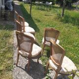 6 Louis XV style upholstery and cane chairs