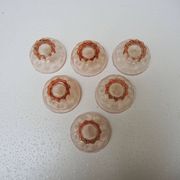 6 anciennes coupelles en verre rose de style art déco