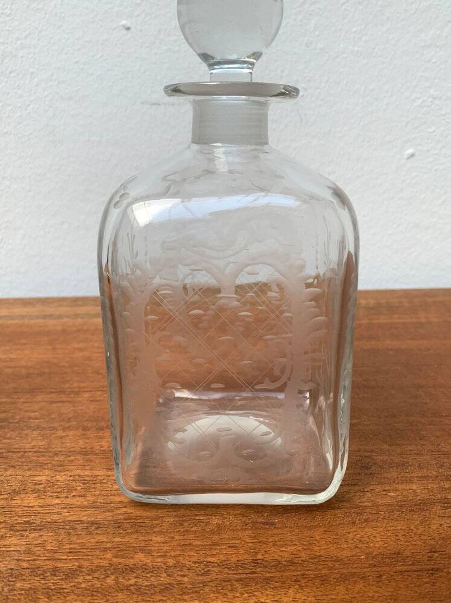 Bouteille en verre danoise vintage avec gravure