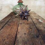 Industrial dining table solid wood cast foot cast iron