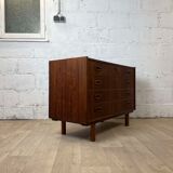 Wide chest of drawers 4 drawers Scandinavian vintage rosewood by A. Ahlström Osakeyhtiö Warkaus, 1960s