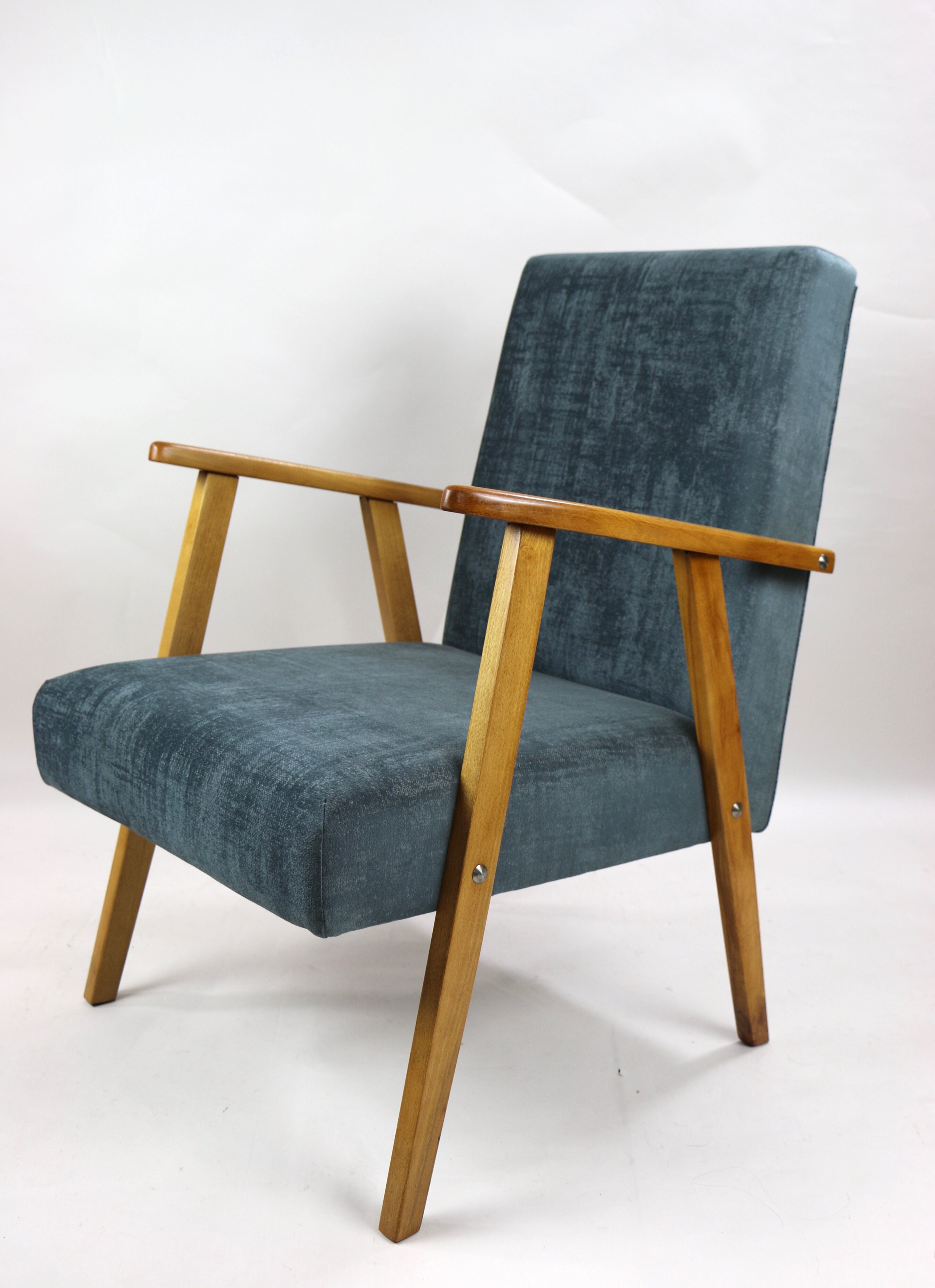 Set of 2 grey velvet armchairs, 1970s