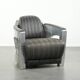 Comfortable cow leather aviator design armchair finished with aluminium