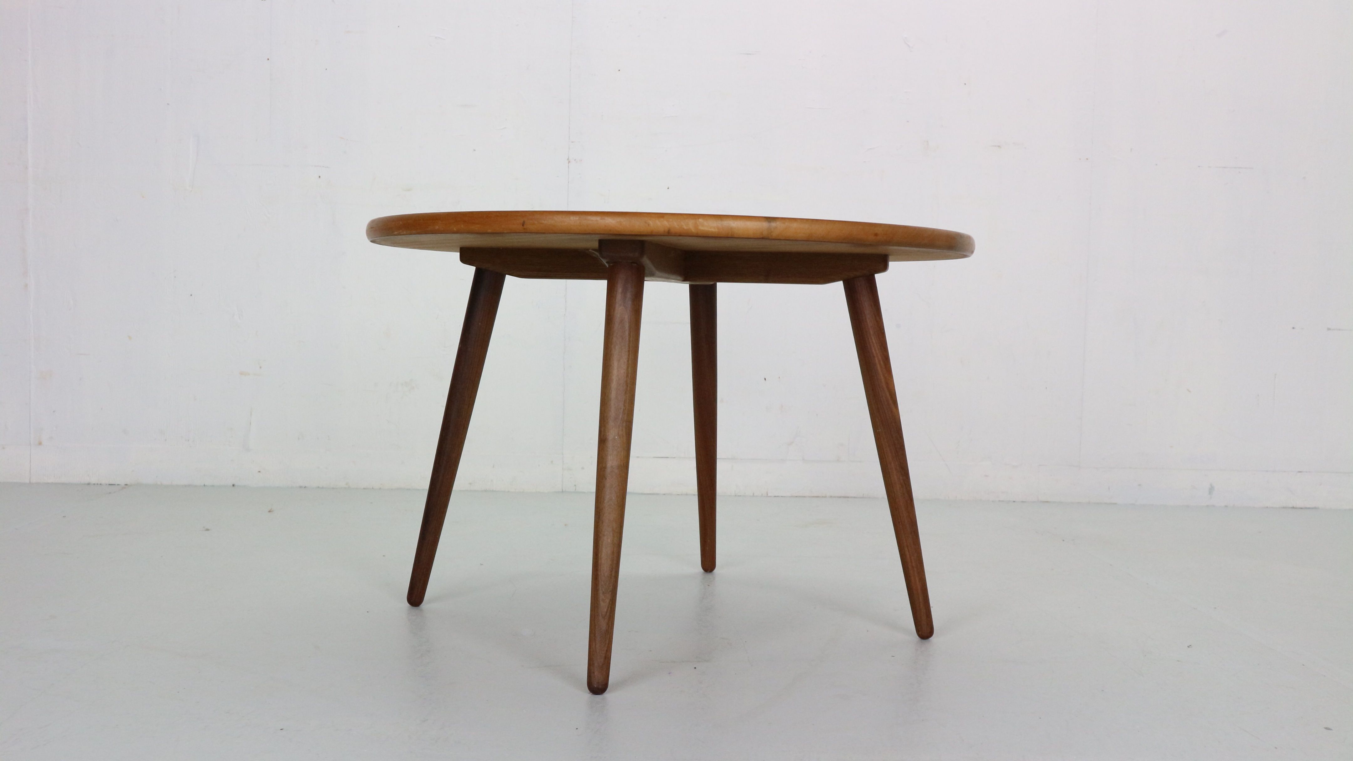Scandinavian modern teak round coffee table, 1960's denmark