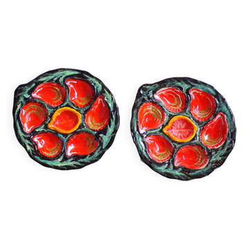 Duo of oyster plates by Gabriel Fourmaintraux