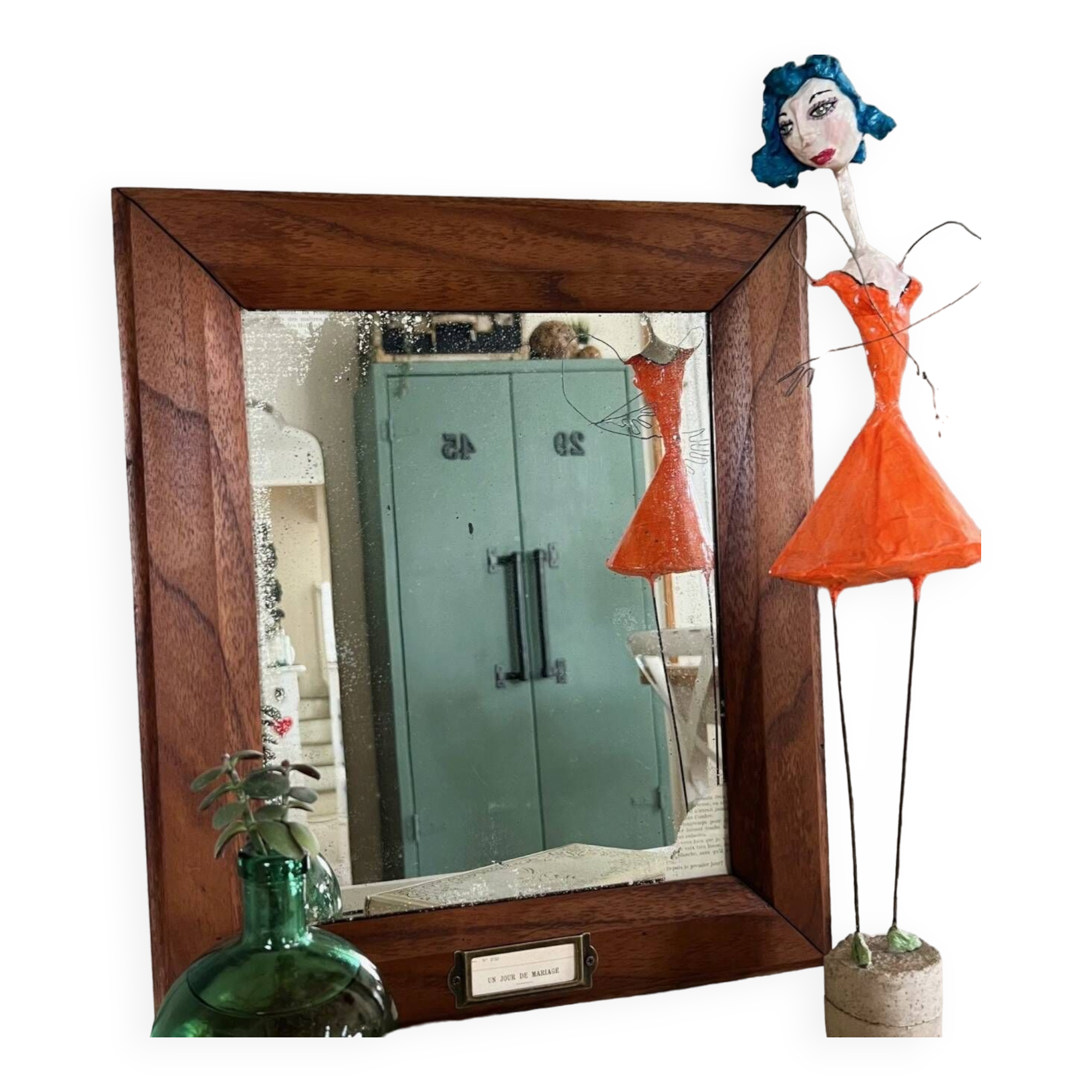 Antique wooden mirror “Wedding day”
