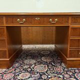 Classic English Desk with Brown Leather