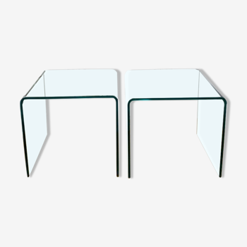 Paire de tables de chevet design en verre 10mm