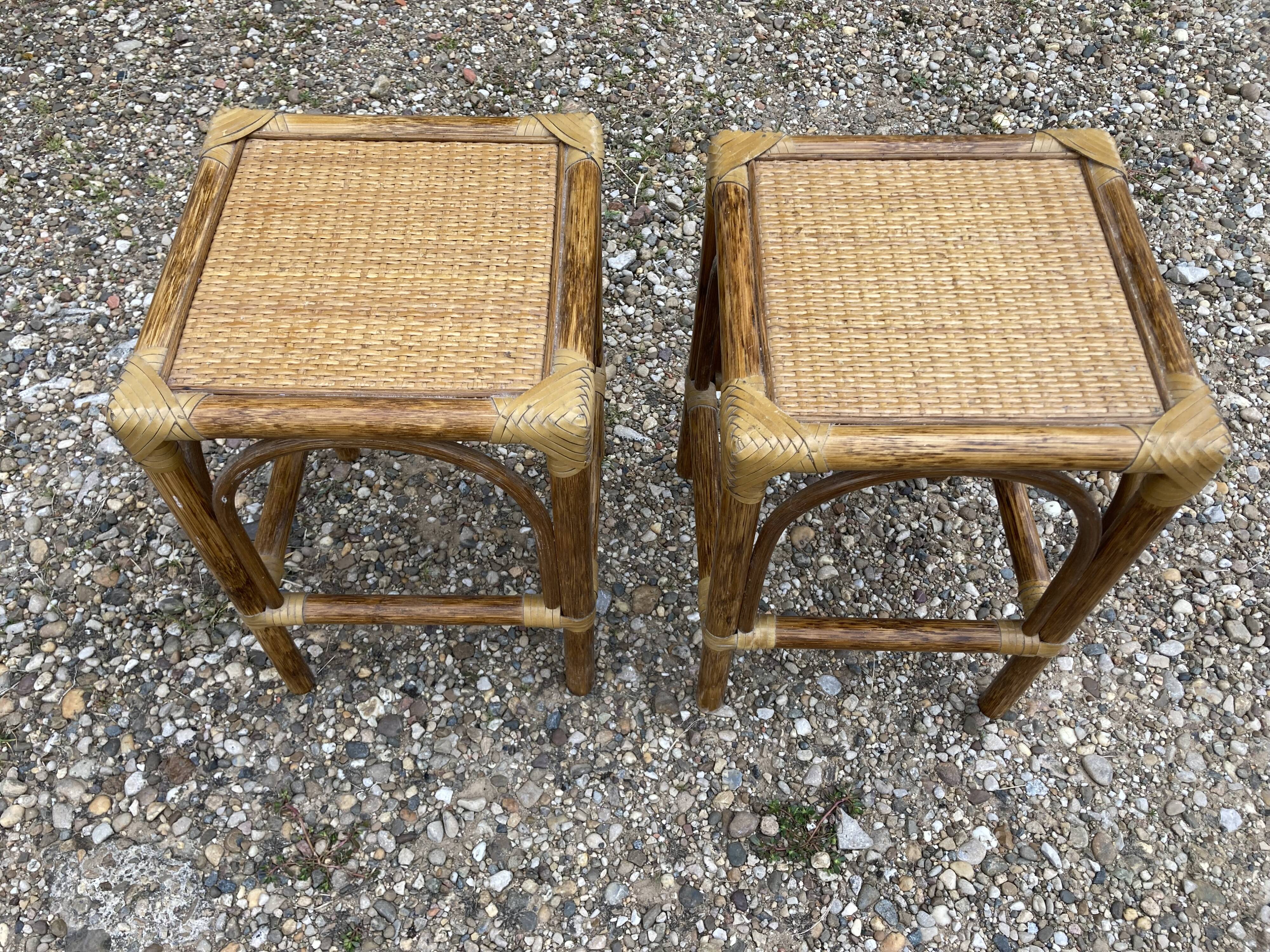 Pair of rattan stools