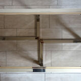 Table basse verre fumé métal chromé laiton 1970