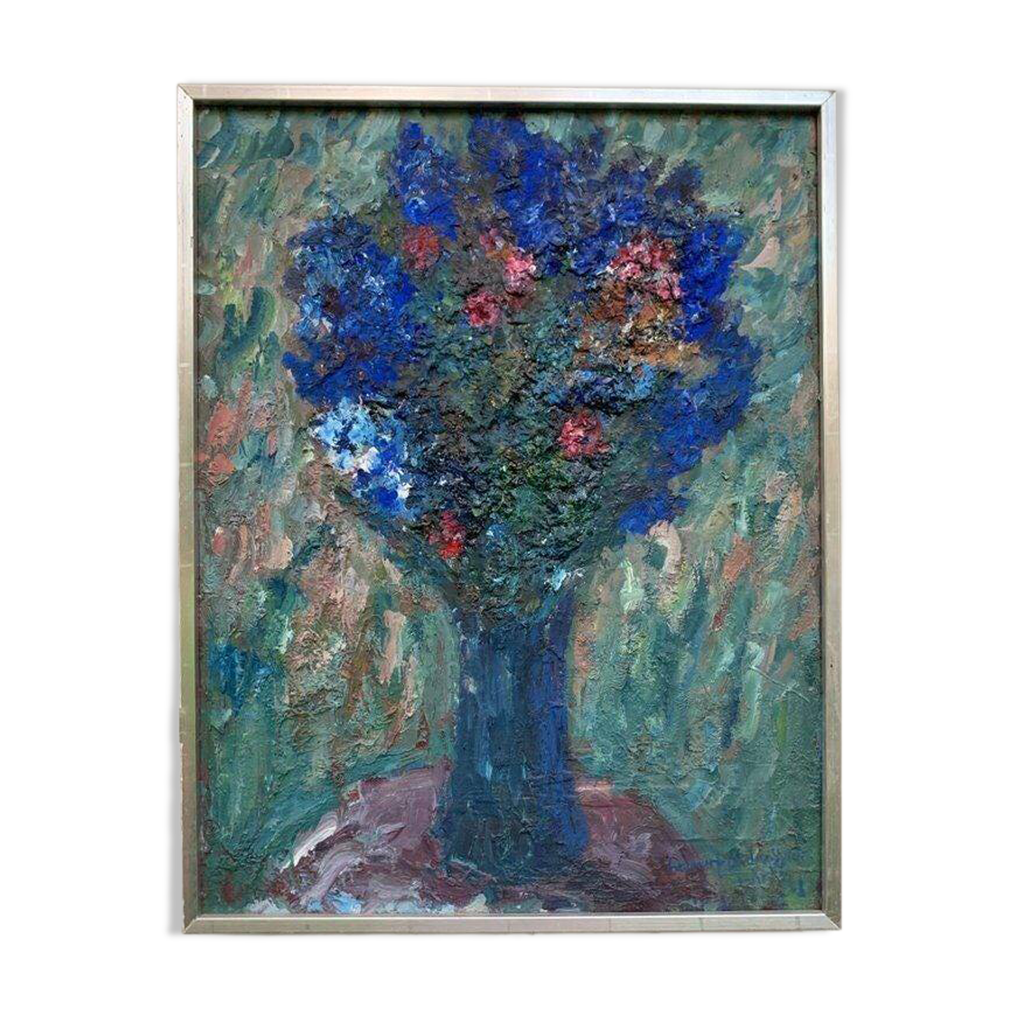 Huile sur toile suédoise – « Vase bleu » par Lennart Andersson