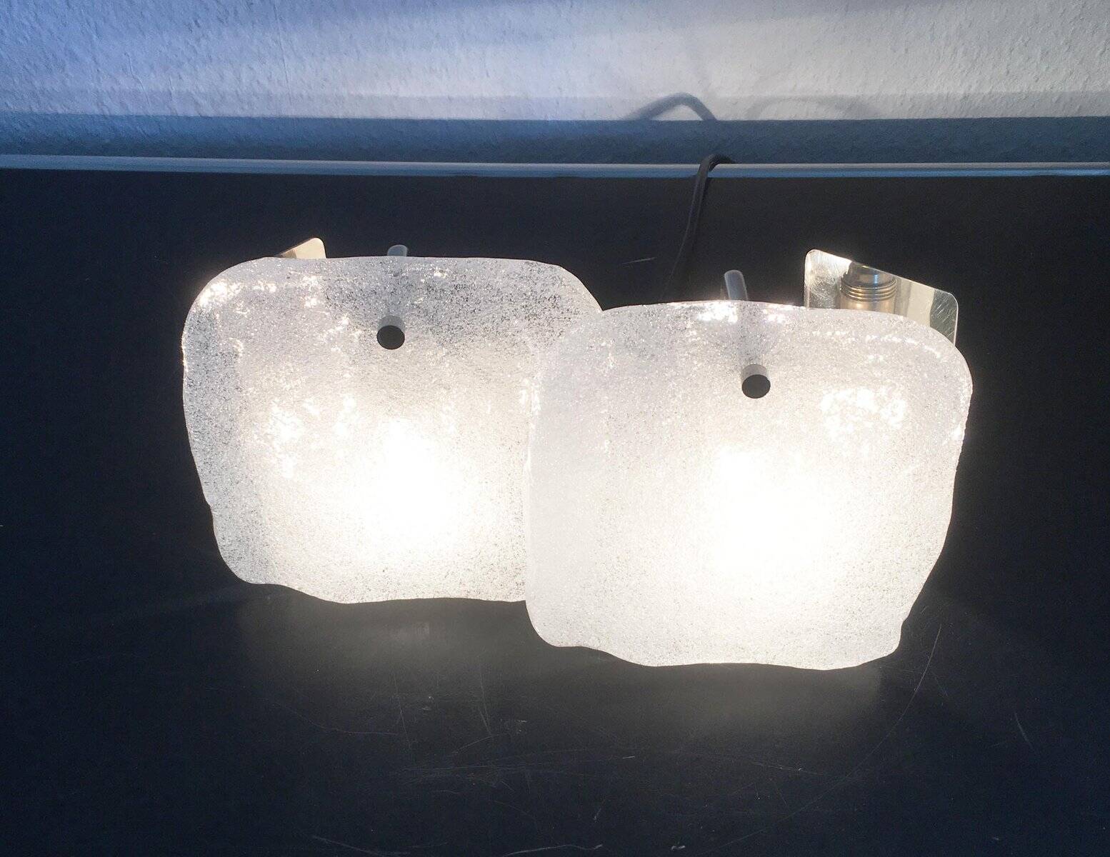 Frosted glass wall light by Kalmar Franken KG, 1960s