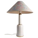 White Opaline Glass & Brass Heiberg Table Lamp, Denmark, Mid-19th century