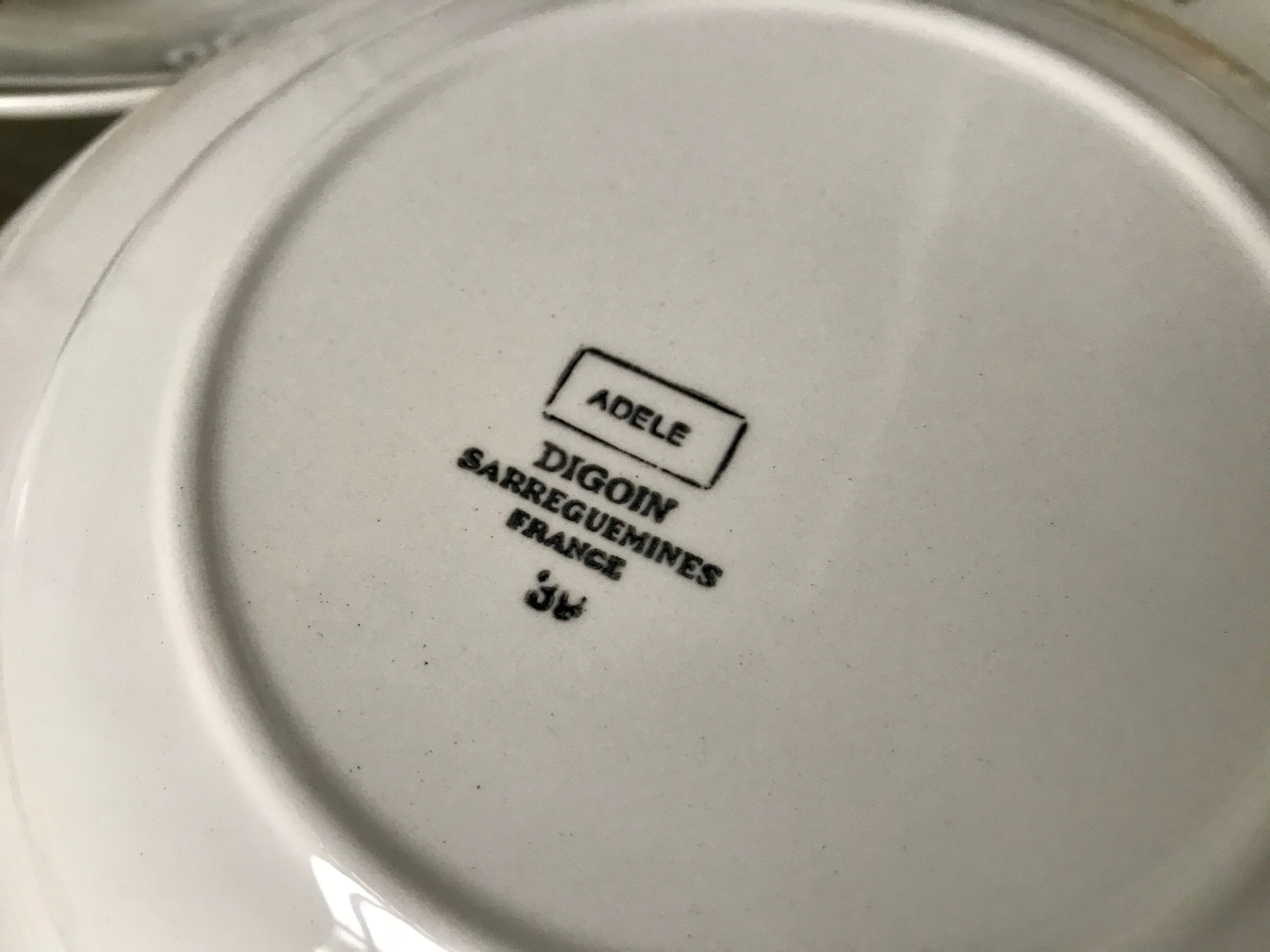 Lot of 6 hollow plates digoin sarreguemines model "adèle" years 30-40