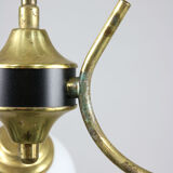 Italian Mid-century Brass and Opaline Glass Chandelier