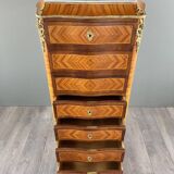 Marquetry Drop-Leaf Secretary, Louis XV Style, 19th Century